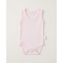 Pembe Jakarlı Pamuklu Askılı Bebek Çıtçıtlı Body