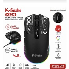 K-Snake KS2N Rgb Gaming Mouse | 24000 Dpı | Şarj Standlı | Kablosuz & Kablolu Kullanım | Dijital Göstergeli Oyuncu Mouse