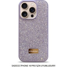 Skyarmor iPhone 16 Pro Uyumlu Kafie Iç Yüzey Tasarımlı Taşlı Işıltılı Parlak Pırlanta Kılıf Dia Plus