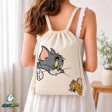Ghostbastır Design Tom ve Jerry Büzgülü Keten Çanta C340