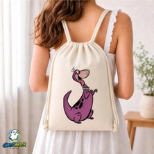 Ghostbastır Design Taş Devri Dino Büzgülü Keten Çanta C326