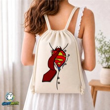 Ghostbastır Design Süper Kahraman Büzgülü Keten Çanta C301