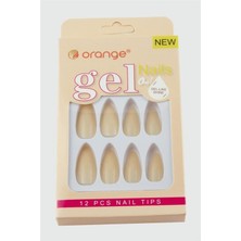 Bijuteri Net Orange Yapıştırıcılı Jel Takma Tırnak - Krem
