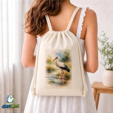 Ghostbastır Design Su Kuşu Büzgülü Keten Çanta C291