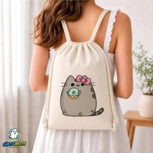 Ghostbastır Design Pusheen Büzgülü Keten Çanta C252