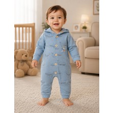 Mummys Love Erkek Çocuk Kapüşonlu Tulum - %100 Doğal Pamuk - Indigo