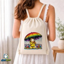 Ghostbastır Design Garfield Büzgülü Keten Çanta C098