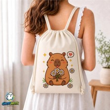 Ghostbastır Design Capybara Büzgülü Keten Çanta C055