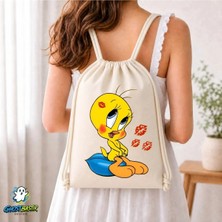 Ghostbastır Design Tweety Büzgülü Keten Çanta C355