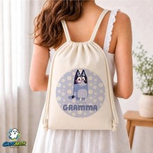 Ghostbastır Design Bluey Gramma Büzgülü Keten Çanta C046