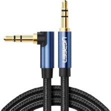 Ugreen 90 Derece L Tipi 3.5 mm Aux Ses Kablosu Mavi 2 Metre