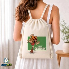 Ghostbastır Design Kaptan Mağara Adamı Büzgülü Keten Çanta C132