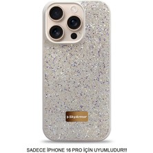 Skyarmor iPhone 16 Pro Uyumlu Kafie Iç Yüzey Tasarımlı Taşlı Işıltılı Parlak Pırlanta Kılıf Dia Plus