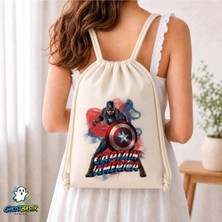 Ghostbastır Design Kaptan Amerika Büzgülü Keten Çanta C131