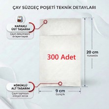 Luluyen 300 Adet Demlik Içi Çay Filtresi Körüklü Kapaklı Çay Süzgeci Boş Demlik Poşeti Bonesi 9X20 cm ((300 Lü) Bitki Kış Çay Demleme