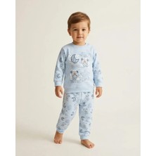 Erkek Bebek Mavi Ayıcık Desenli Pijama Takımı