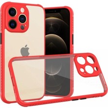 Elitse Apple Iphone 13 Pro Kılıf Miami Şeffaf Silikon - Kırmızı