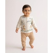 Kahverengi – Unisex Hayvan Baskılı Bebek Pijama Takımı