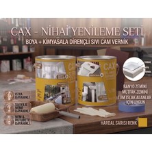 CAXCOLORS Cax 1 Litre Islak Alan Fayans Mutfak Zemin Boyası ve Kimyasala Dirençli Sıvı Cam Vernik Seti