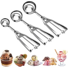 Dondurma ve Kurabiye Şekillendirme Kaşığı (3, Metal, 3ADET)