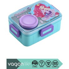 Vagonlife Bento 600ML Yeni Lunchbox Serisi Sevimli Desenli Tek Katlı Bölmesiz Mini Sosluklu Sızdırmaz Paslanmaz Çelik Sefer Tası Çocuk Okul Yemek Kutusu Bpa Yok Özel Kutulu