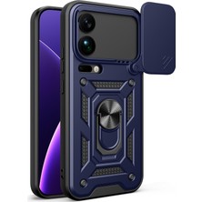 Caseonn Xiaomi 17 Pro Max Kılıf Sürgülü Kamera Korumalı Yüzüklü Mıknatıslı Tank Kapak Lacivert