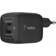 Belkin Çift Usb-C Duvar Şarj Cihazı 45W, iPhone 14, 13, 12, Pro, Pro Max, iPad Pro 12.9, 11, Macbook, Galaxy S23, S23+, Ultra, Tab ve Daha Fazlası Için Gan Teknolojili Pd 3.0 Hızlı Şarj Outlet