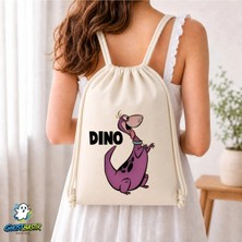 Ghostbastır Design Taş Devri Dino Büzgülü Keten Çanta C327