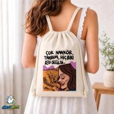 Ghostbastır Design Kedili Büzgülü Keten Çanta C143