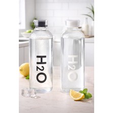 H2O Borosilikat Cam Matara Suluk 1 Litre x 2 Adet ( Siyah ve Beyaz )