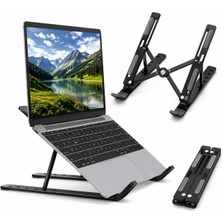 Laptop Standı – 7 Kademeli Ayarlanabilir Katlanabilir Siyah Ergonomik Notebook, Macbook, Tablet, Telefon Uyumlu Yükseltici Stand