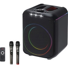 Gelalsat Konfulon F39 25W Sürücülü Rgb Işıklı 2 Adet Mikrofonlu Bluetooth 5.3 Kablosuz Hoparlör – Siyah