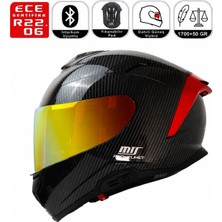 Ebakbak Motosiklet Kaskı Güneş Vizörlü Full Face Motorcu Kaskı Novax Red Carbon Desenli