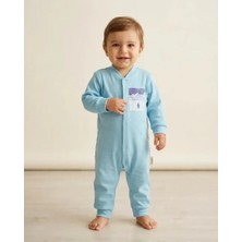 Açık Mavi – Penguen Desenli Erkek Bebe Tulum