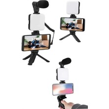 ALK Akıllı Telefon Vlog Kiti Tripod Mini Mikrofonlu Telefon Tutucu