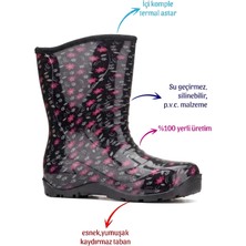Myrain Palalı Termal Astarlı Su Geçirmez Kız Çocuk Yağmur Çizmesi