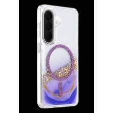Elitse Onegif Samsung Galaxy A56 Lotus Simli Magsafe Kapak - Mor