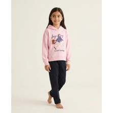 Pembe – Kız Baskılı Çanta Detaylı Kız Sweat