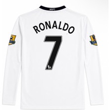 Candy Cup C. Ronaldo Manchester United 2008 Şampiyonlar Ligi Beyaz Uzun Kollu Yetişkin Futbol Forma