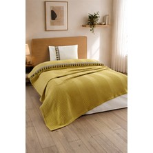 Sevim 3 Parça Tek Kişilik Püskül Dantelli Pike Takımı - 160X220 cm - Tiffany - Hardal