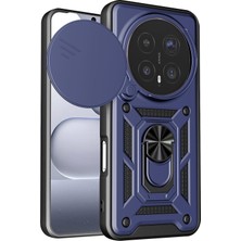 Caseonn Honor Magic 8 Pro Kılıf Sürgülü Kamera Korumalı Yüzüklü Mıknatıslı Tank Kapak Lacivert