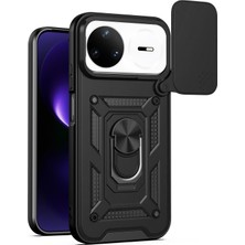 Caseonn Huawei Nova 15 Pro Kılıf Sürgülü Kamera Korumalı Yüzüklü Mıknatıslı Tank Kapak Siyah