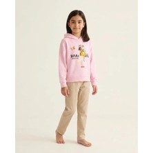 Pembe – Kelebek Nakışlı Taş Detaylı Kız Sweat