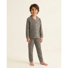 Smoked – Çizgili Yakalı Erkek Pijama Takım