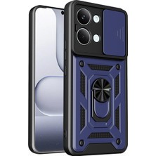 Caseonn Xiaomi Poco X8 Pro Max Kılıf Sürgülü Kamera Korumalı Yüzüklü Mıknatıslı Tank Kapak Lacivert