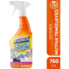 Evonox Clean Oxi Force Mutfak Temizleyici Güçlü Yağ Çözücü, Ocak Fırın Tezgah Yağ Sökücü, Mutfak Yüzey Temizleyici Sprey 750ML