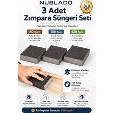 Nublado 3’lü Zımpara Süngeri Seti 80-100-120 Kum Ahşap Metal Boya Vernik Yüzey Zımparalama Takozu