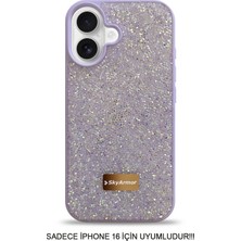 Skyarmor iPhone 16 Uyumlu Kafie Iç Yüzey Tasarımlı Taşlı Işıltılı Parlak Pırlanta Kılıf Dia Plus
