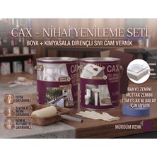 CAXCOLORS Cax 1 Litre Islak Alan Fayans Mutfak Zemin Boyası ve Kimyasala Dirençli Sıvı Cam Vernik Seti