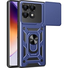 Caseonn Xiaomi 17 Kılıf Sürgülü Kamera Korumalı Yüzüklü Mıknatıslı Tank Kapak Lacivert